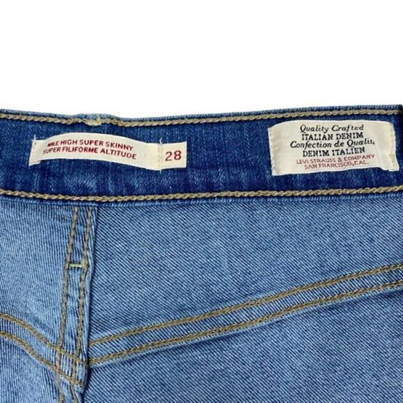 WOMEN'S BLUE Light Wash Levi's Mile High Super Skinny Blue Jeans Size 28 X 30 - Picture 13 of 16